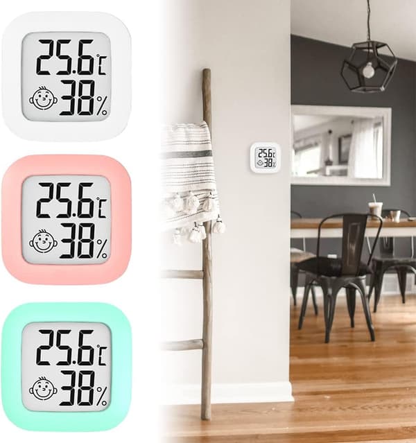 Sæt med 3 stk. Mini Indendørs Termometer-Hygrometer, Nøjagtighedsindikator