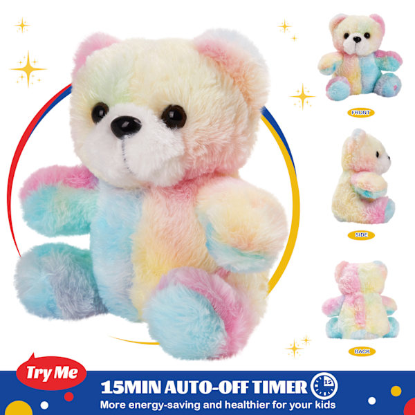 LED Plysj Teddybjørn Fargerik Lys Opp Fylt Dyr Slapp Nattlys