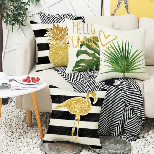 Set med 4 stycken söta kuddfodral 45 x 45 cm, kuddfodral för soffa