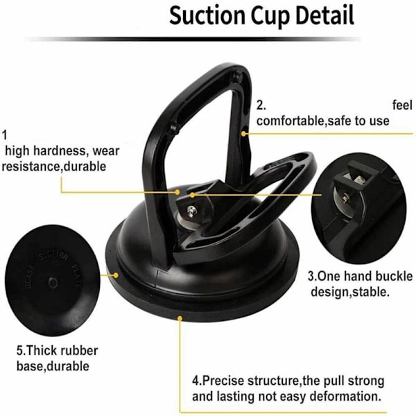 Bil Dent Puller, Bærbar Stærk Sugkop Dent Reparationsværktøj Bil Reparation Puller, 5X6cm Sort