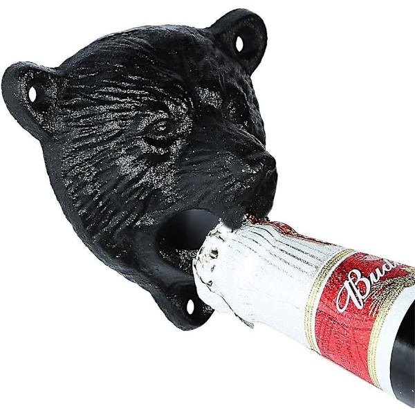 Guld støbejerns grizzly bjørnetænder bid flaskeåbner (sort