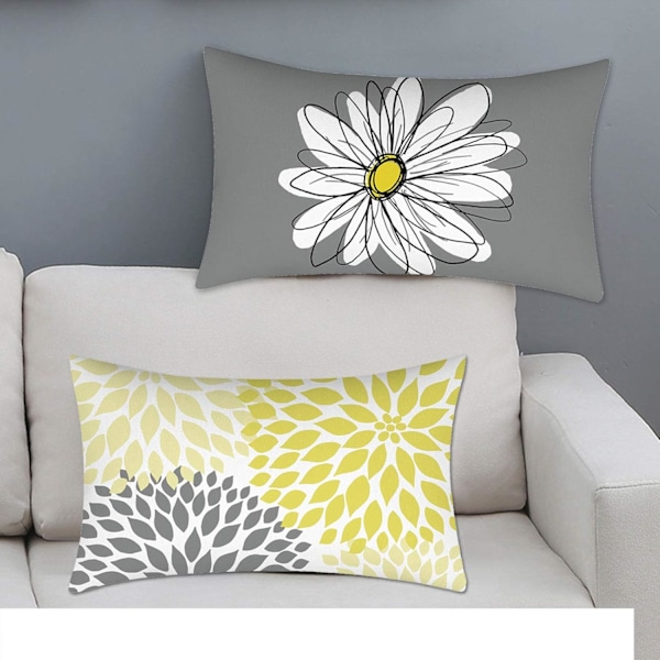 4 kuddfodral, blommigt örngott för soffa hem vardagsrum sovrum heminredning 30 x 50 cm (Daisy - 30X50)