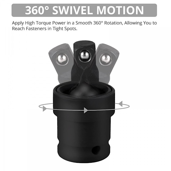 3 stk Impact Gimbals Sett 1/2\" 3/8\" 1/4\" Reduser Adaptere Med Ball Og Spri