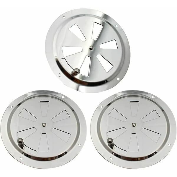 3 stk. runde ventilationsgitre, rustfrit stål ventilationsroset 125mm ventilationsgitter, justerbar ventilationsåbning gitterventilator, til rygere, autocampere