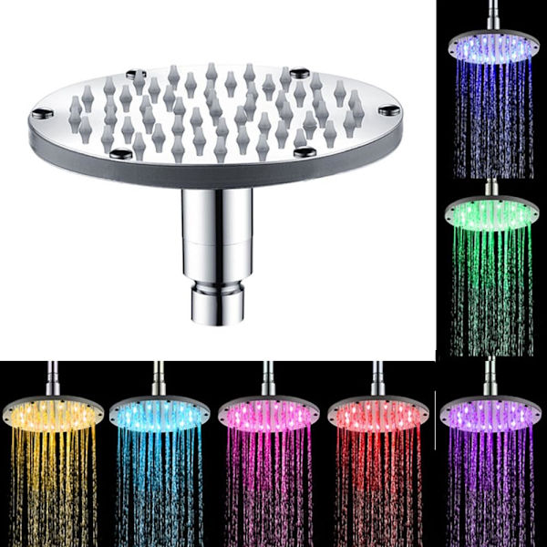 LED-duschhuvud, LED-duschhuvud med 7 färger, LED-regnduschhuvud, LED