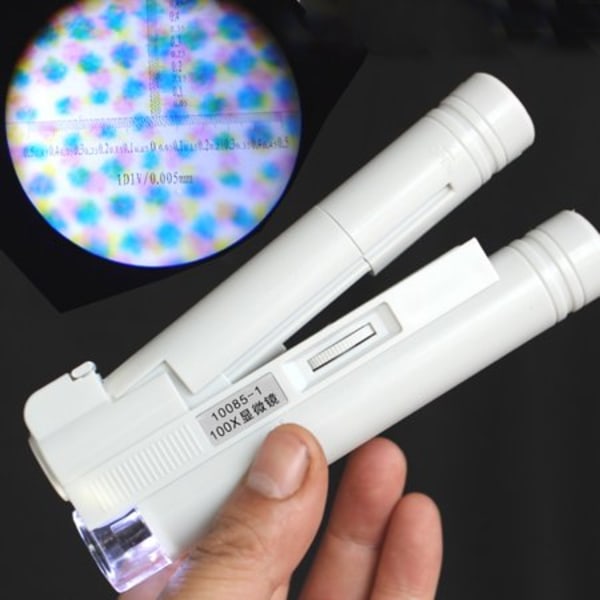 Handhållen 100X Pocket Microscope Smycken Luppförstoringsglas med LED