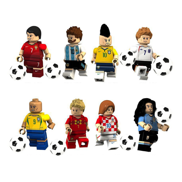 8 fotbollsstjärnor Messi Beckham Ronaldo Brick Shrinking Toys