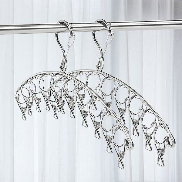2 st rostfria torkstrumpor rack förvaring multi-clip
