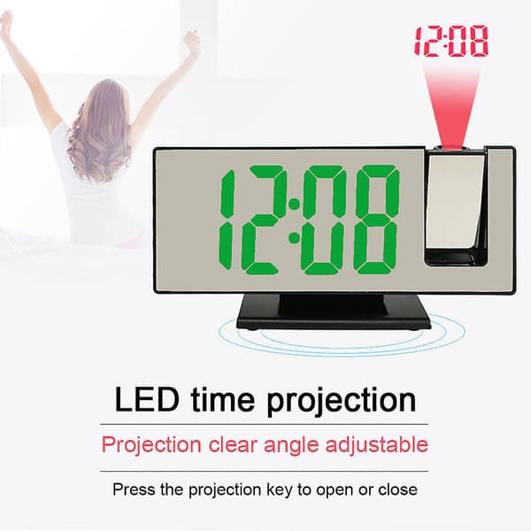 LED-projektionsklocka Multifunktionell Digital Väckarklocka Med USB