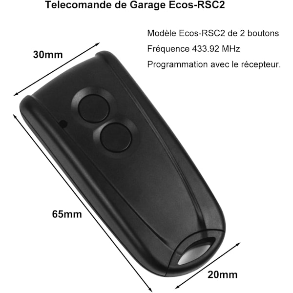 Garagefjärrkontroll Ecos-RSC2 433Mhz Fjärrkontroll för grindbyte för Ecostar RSC2, RSE2 1PACK