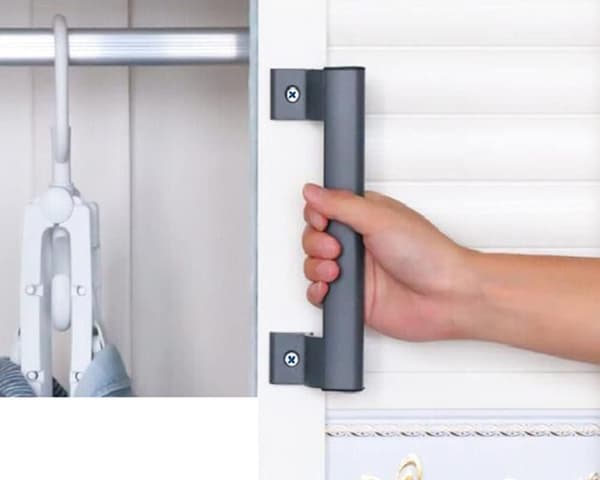 2 stk. Balkon Glas Skydedørsgreb Badeværelsesdørsgreb Moderne Metalgreb Dørgreb (Grå, 20*2.7*5cm)
