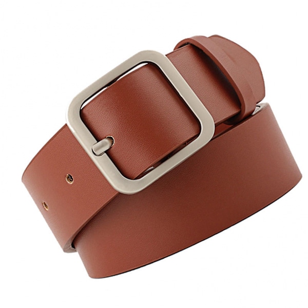 Women Adjustable PU Leather Belt with Pin Buckle for Pants and Dress Light Tan 43.3 X 1.3in