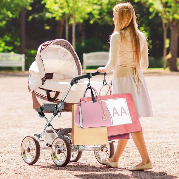 Barnvagnskrokar, 2 st barnvagnskrokar, praktiska barnvagnstillbehör, mammas väska krokar, robust remklämma för att hänga blöjväskor, handväska, vattenflaskor, roterbar lätt (2 st)