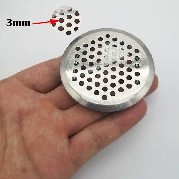 12 stk. 53 mm rustfrit stål ventilationsgitter rundt net åndedræt
