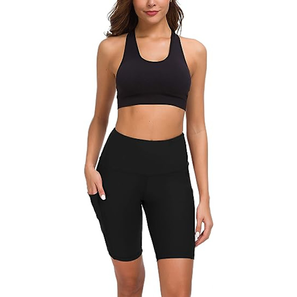 High Waist Out Pocket Yoga Short Tummy Control Workout Running 4