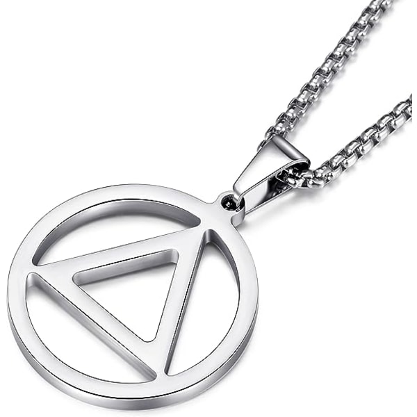 Halsband för män Rostfritt stål AA Recovery Triangle Halsband Nykterhetspresenter fo