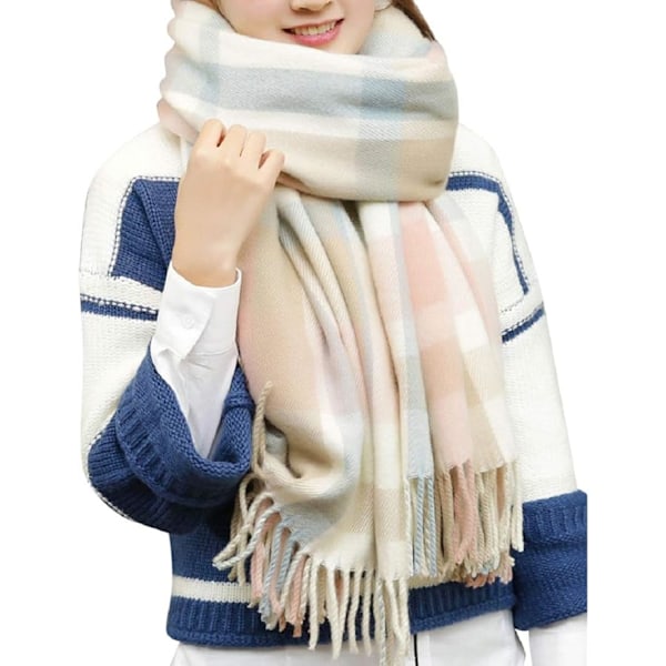 2 stk. Vintertørklæde Kvinder Tartan Langt Varmt Tørklæde Stor Blød Shawl Tørklæder Kvaster Elegant Wrap Shawl Tørklæde (200*50cm)