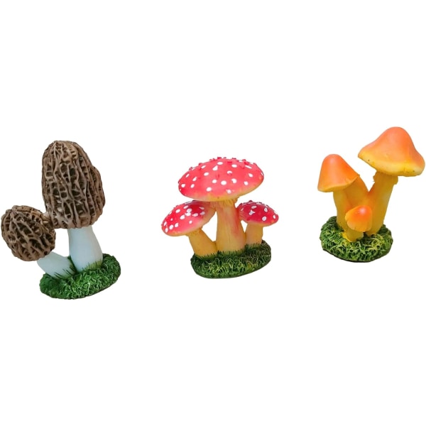Harpiks Miniature Svampe 3stk, DIY Have Svampe Statuer, Svampe Skulptur
