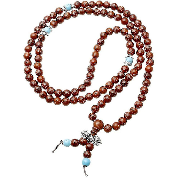 Unisex 108 Naturlig Tre 8mm Perler Armbånd Buddhist Rosenkrans Mala N