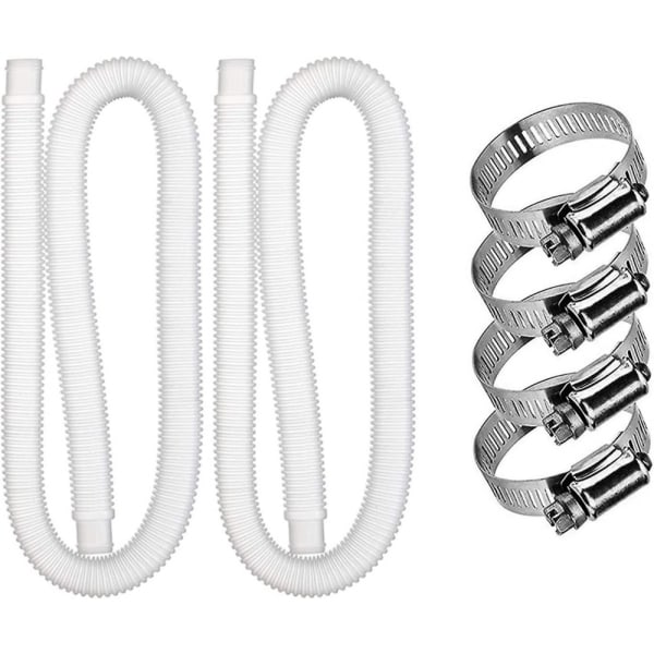 2-delt pool udskiftningsslange, filterslange fitting med 4 metalclips