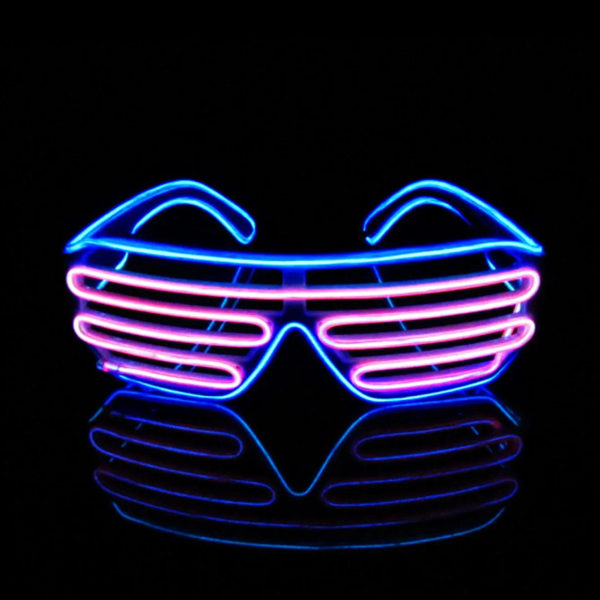 Lyser upp Blinkande slutare Neon Rave Glasögon El Wire LED Solglasögon