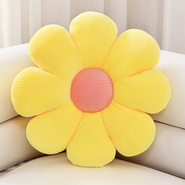 1 oreiller en forme de fleur jaune, coussin, joli oreiller en pel