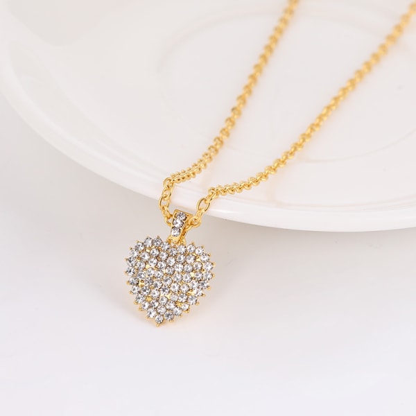 Jewelry Retro simple heart-shaped full diamond pendant necklace for women Fashio