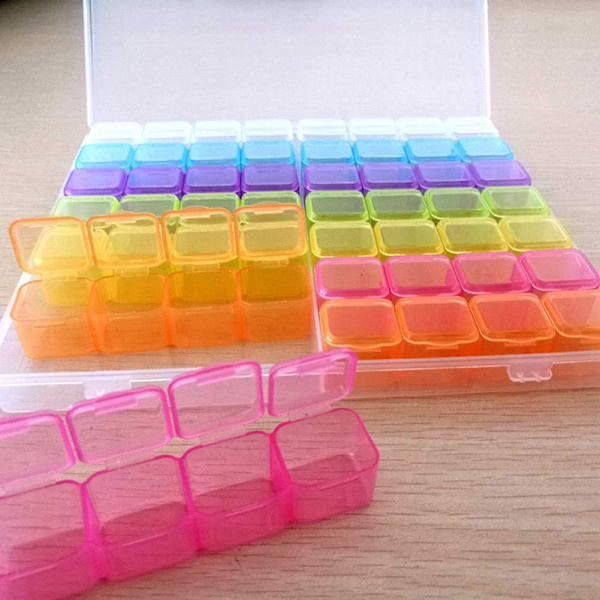 1 stk. Multicolor 56 Gitter Diamantmaleri Boks Plast Smykke Orga