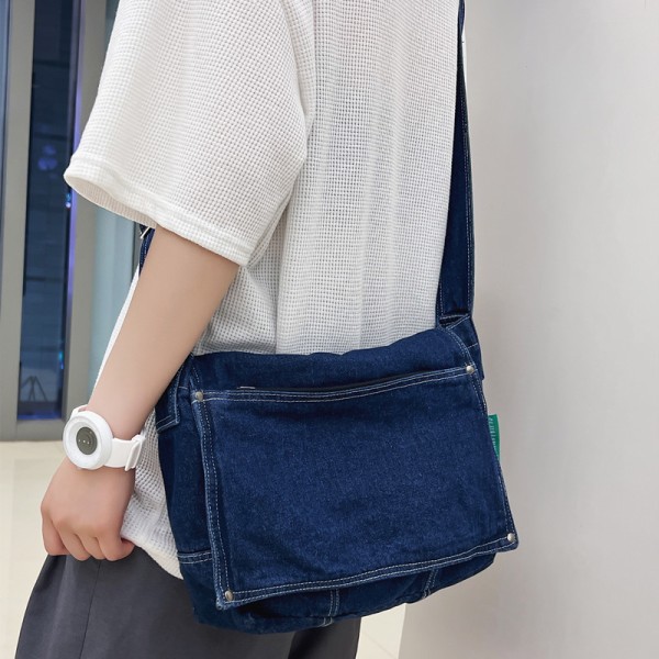 Denim crossbody bag kvinnelig ny enkel jente skulder bag stor kapasitet student