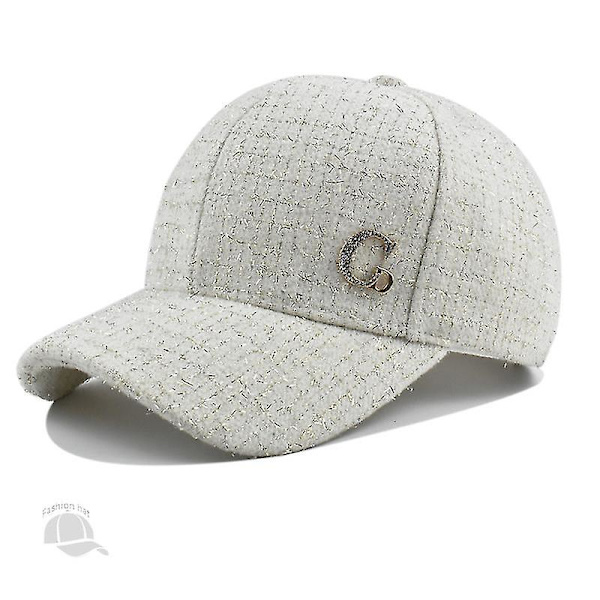 Efterår og vinter hat kvinde lyse silke tweed baseball cap casual fortykkelse varm and cap