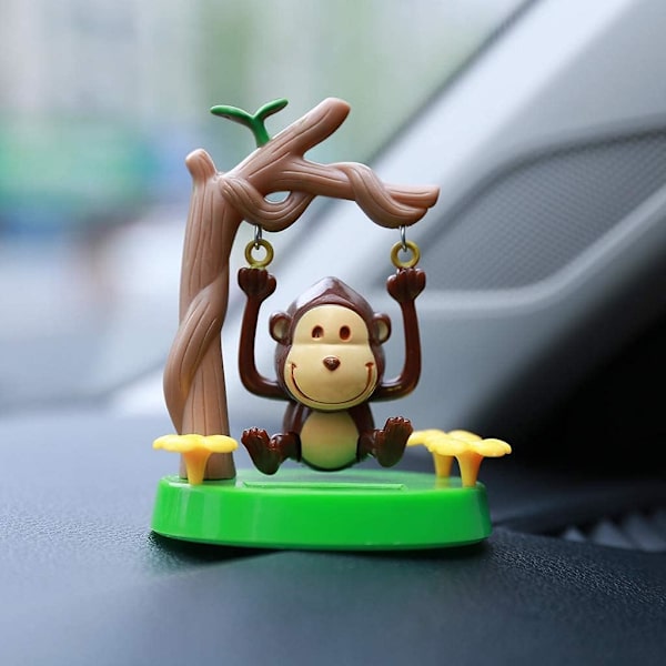 Solcelledrevet dansende dyrefigur Bobblehead Swing Monkey Swinging Ani