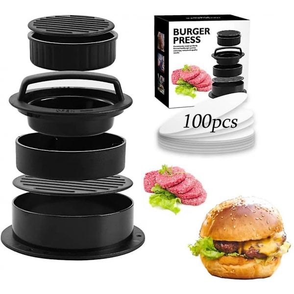 3 i 1 Non Stick Burger Presse Håndpresset Kødbrød Hamburger Køkkenforme