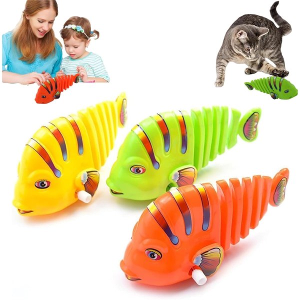 3 st Plast Wind Up Wiggle Fish Leksaker, Nytt Clockwork Swinging Ca