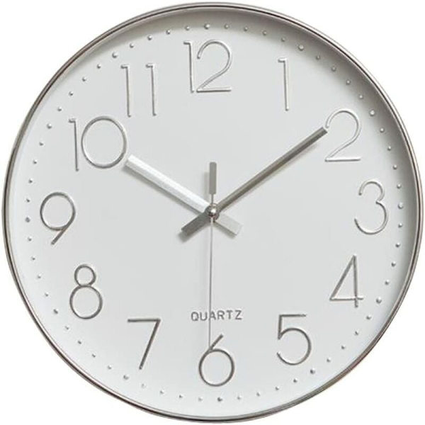 Silverklocka, Modern Arabisk Siffra 30cm Batteridriven Icke Tick