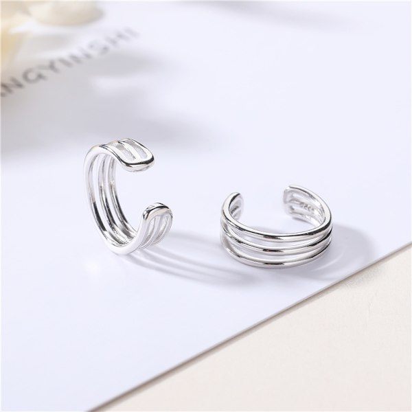 Sterling Silver Multi-Hoop Cuff Örhängen för Flickor Clip On Cartil