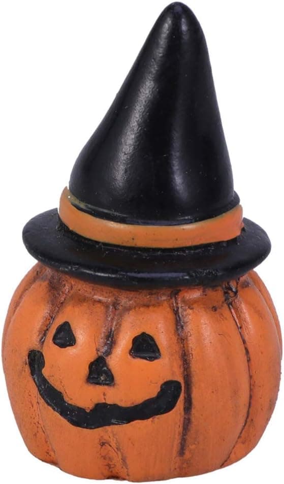 1 stk Halloween-dekorasjon Mini Resin Craft Gresskarhode med hatt H