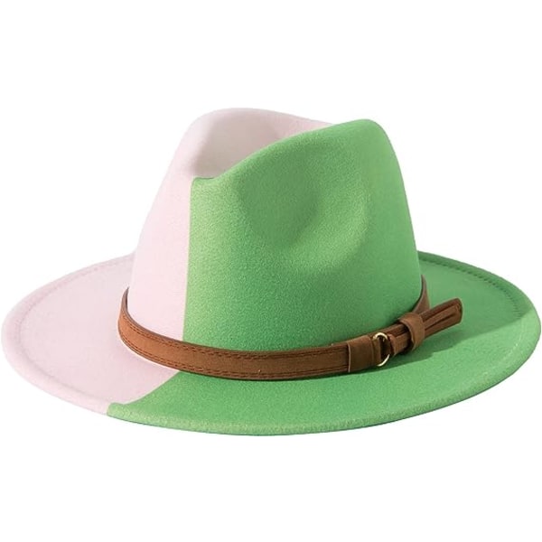 Kvinder Mænd Tofarvet Fedora Hatte med bred skygge Klassisk filt Panama Hat