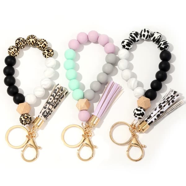3-pack silikonpärlat armband nyckelring