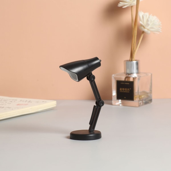 LED-skrivebordslampe, trådløs lampe, foldbar, sort