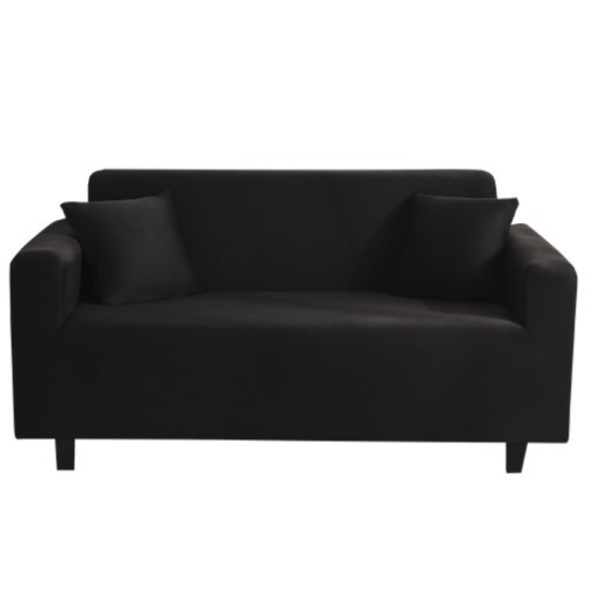 Sofaovertræk all-inclusive ensfarvet elastisk sofaovertræk til alle årstider, sort, L (190-230 cm)