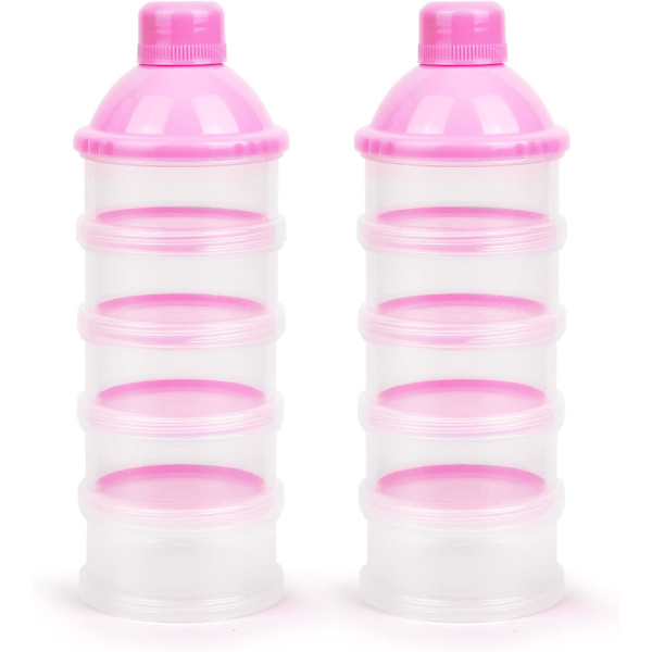Mjölkdispenser, 2 st bärbar mjölkpulverdispenser med 5 fack Sta