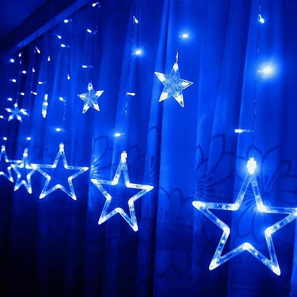 Blinkende stjerner LED-lysslynge vindusdisplay jul juleblå