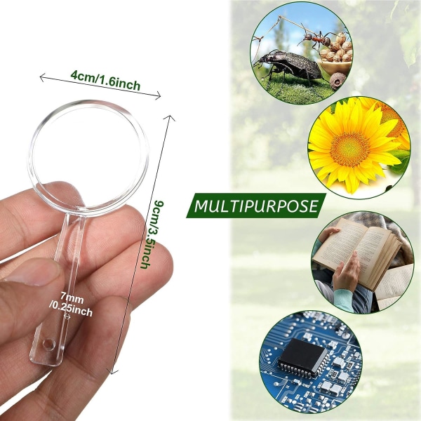 30 stycken Mini plast handhållen förstoringsglas Set Small Plastic Magni