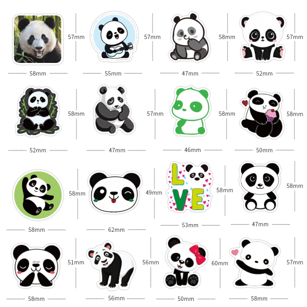 50st vattentäta panda klistermärken Vinyl gör-det-själv Panda-dekaler Festtillbehör Vattentät