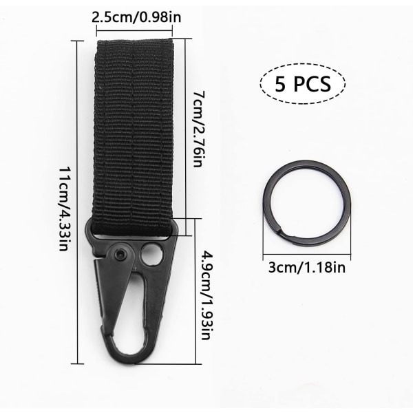 5 Nylon Belt Karabinere med Molle Loop for Klatring, Fotturer, Utendørs