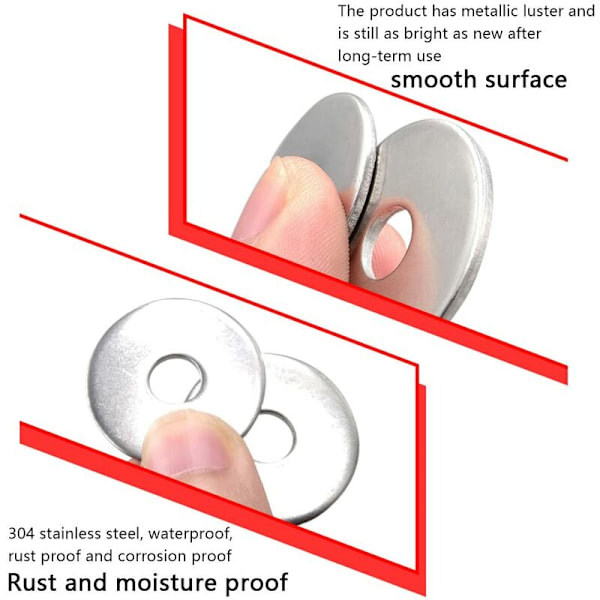 100 stk rustfrie stålskiver M6 metall flate skiver 18mm stor diameter Shim skive lager rund skive møbelfeste for skruer bolter