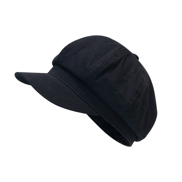Cotton Plain Blank Newsboy Cap Hat, 1 kpl-musta
