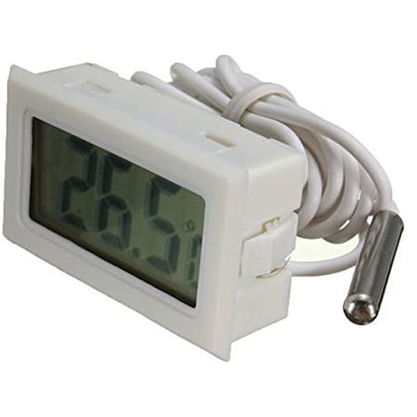 Digital LCD-termometer Temperaturmonitor med extern sond för kylskåp frys frys akvarium - Vit