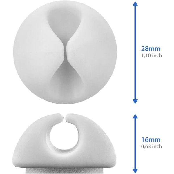 20 st kabelklämmor kabelhållare kabelhantering kabelhållare kabelorganisatör för kablar upp till 8 mm kabelklämmor kabelhållare kabelhantering vit