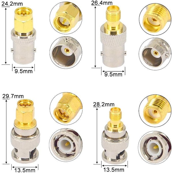 Pakke BNC til SMA Koaksial RF-kontakt - SMA til BNC Adapter